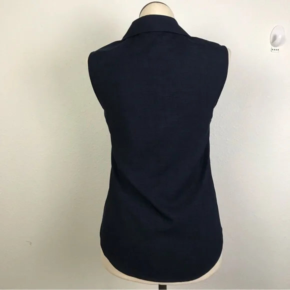Christopher & Banks women’s blouse sleeveless button down Sz S color blue V-Neck - Picture 3 of 12
